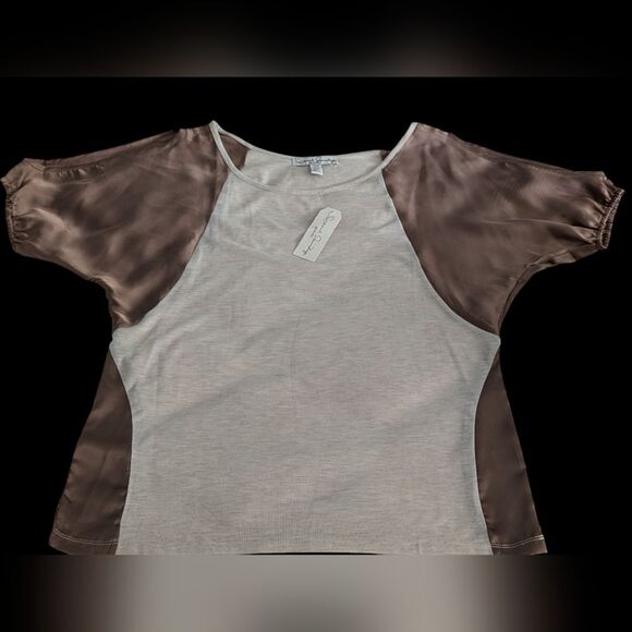 French Laundry Petite Medium Top - Cold Shoulder Satin Sleeves New With Tags - Picture 8 of 10